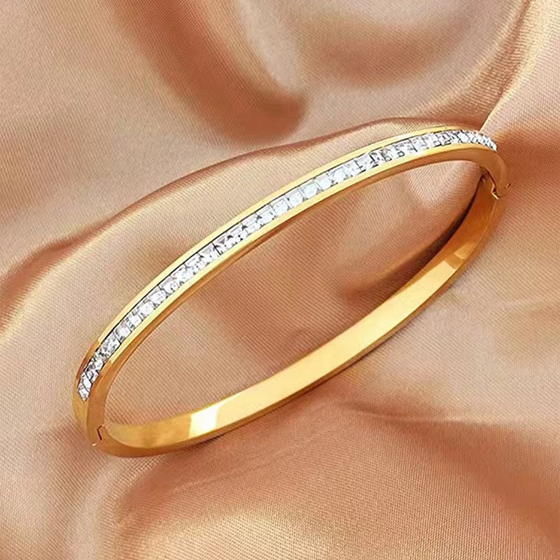 Flat Tennis Openable Kada SS Bracelet- Gold