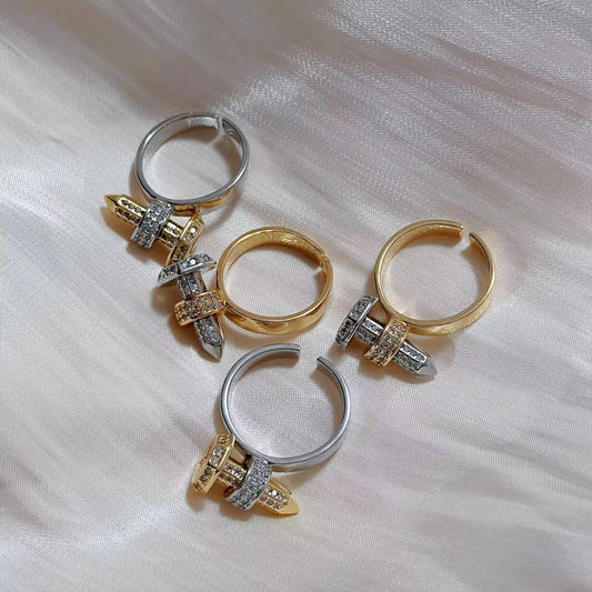4D Studded Nail Ring