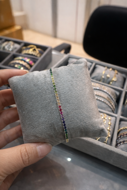 Rainbow Silver Luxe Trnnis Bracelet