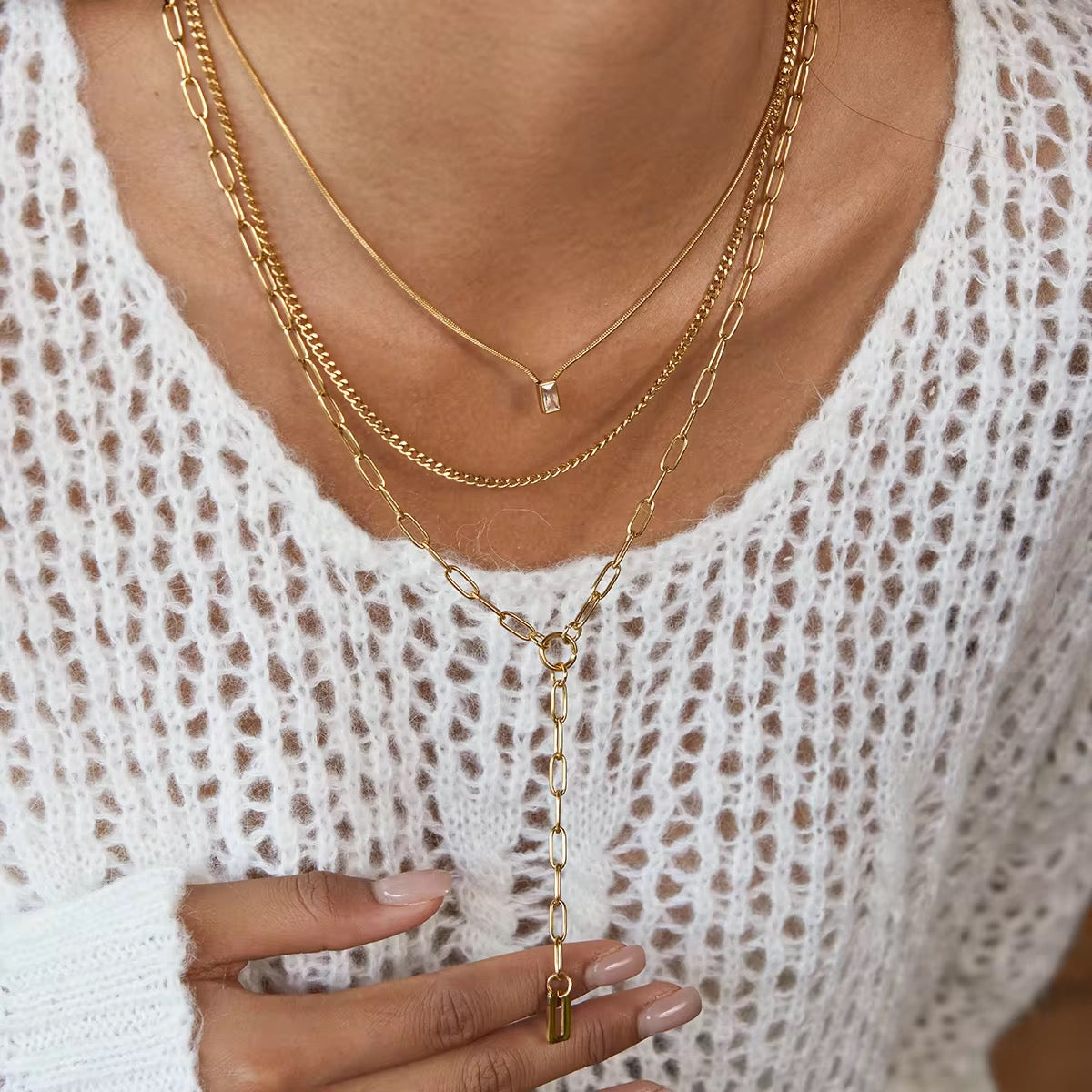 3 Layer SS Chain Necklace