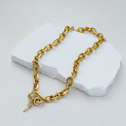 Carabiner Spike Necklace-Gold