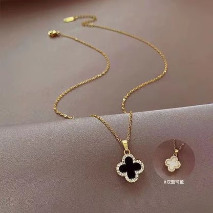 Black & White Clover Reversible Necklace
