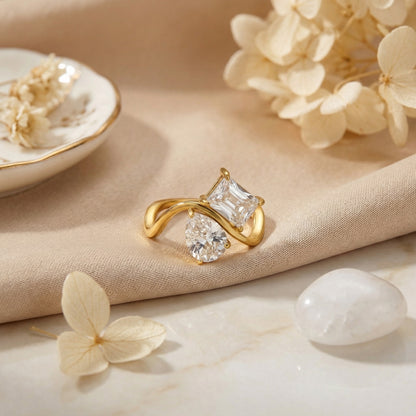 Twin Aura Solitaire Ring