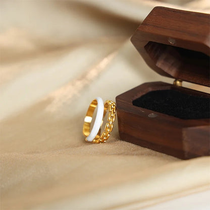 Enamel Chain 2Pc Ring Set