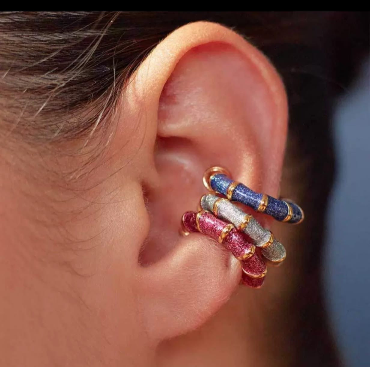 Colored Enamel Ring Ear Cuffs-4 Colours