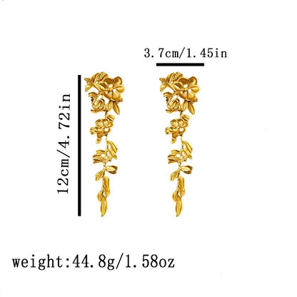 Floral Creeper Danglers- Matte Gold