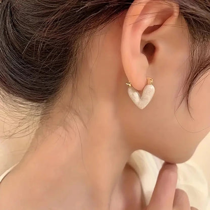 Enamel Heart Medium Earrings