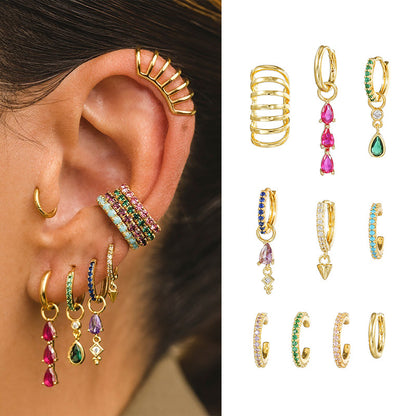 Luxe Rainbow Cuff & Earrings Set-Gold ()