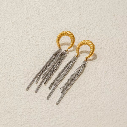 Silver Gold Horse Shoe Dangler Earrings