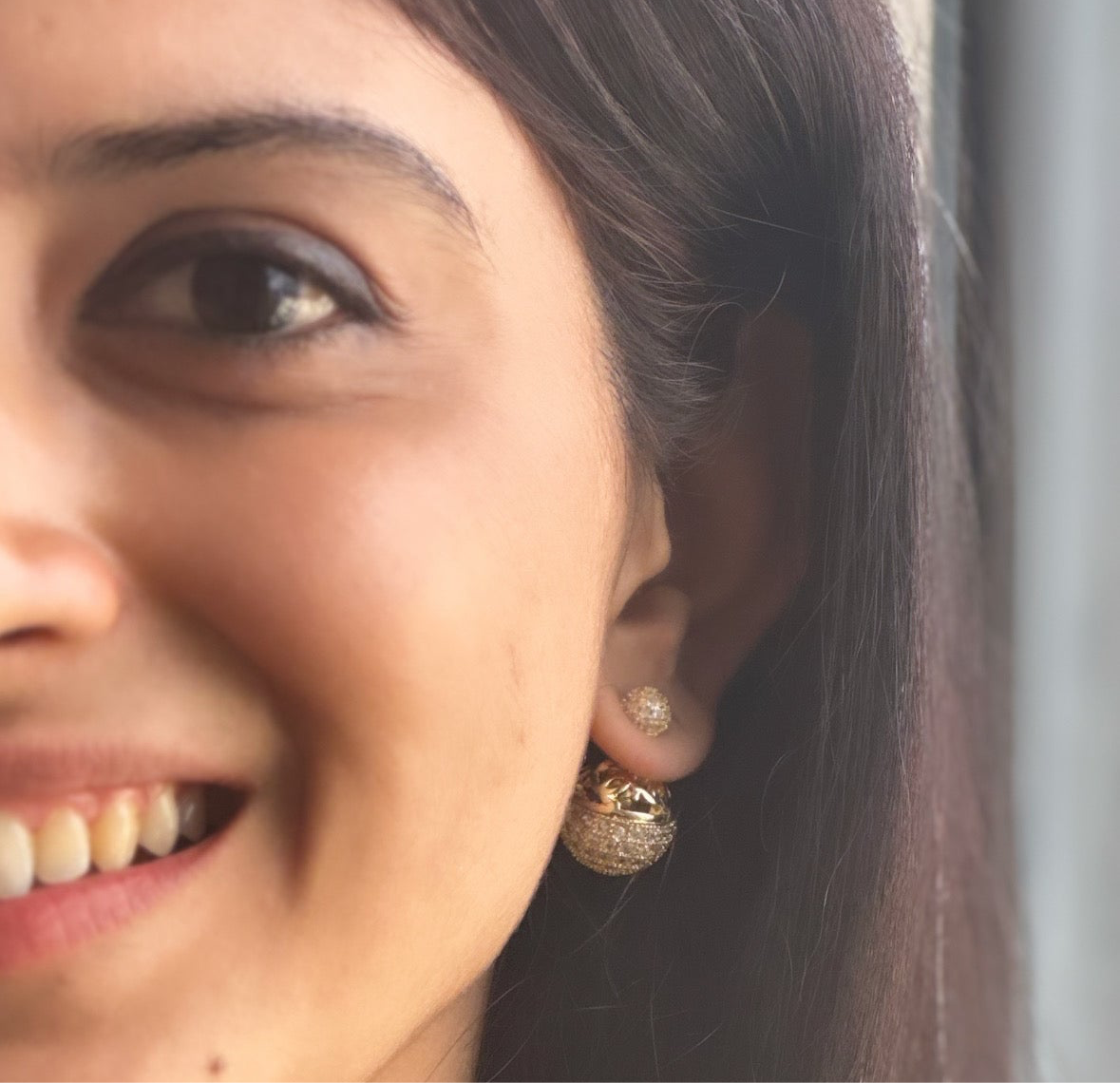 Studded Sandwich Earrings-Gold and Silver