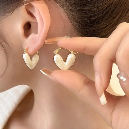 Enamel Heart Medium Earrings