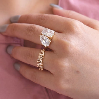 Duo Radiance Solitaire Ring 2 Pc Combo-Gold