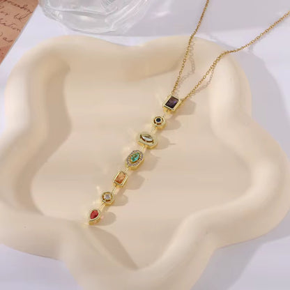 Verticle Gemstone Drop Necklace- 2 Styles