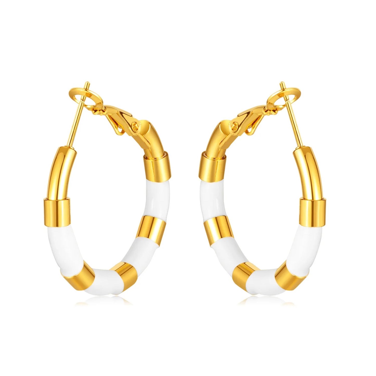 White Enamel Striped Hoops