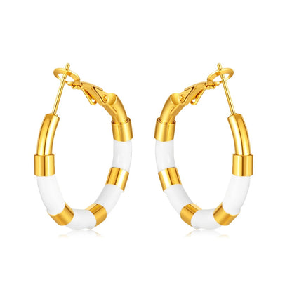 White Enamel Striped Hoops
