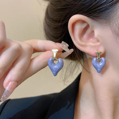 Enamel Heart Bali Earrings