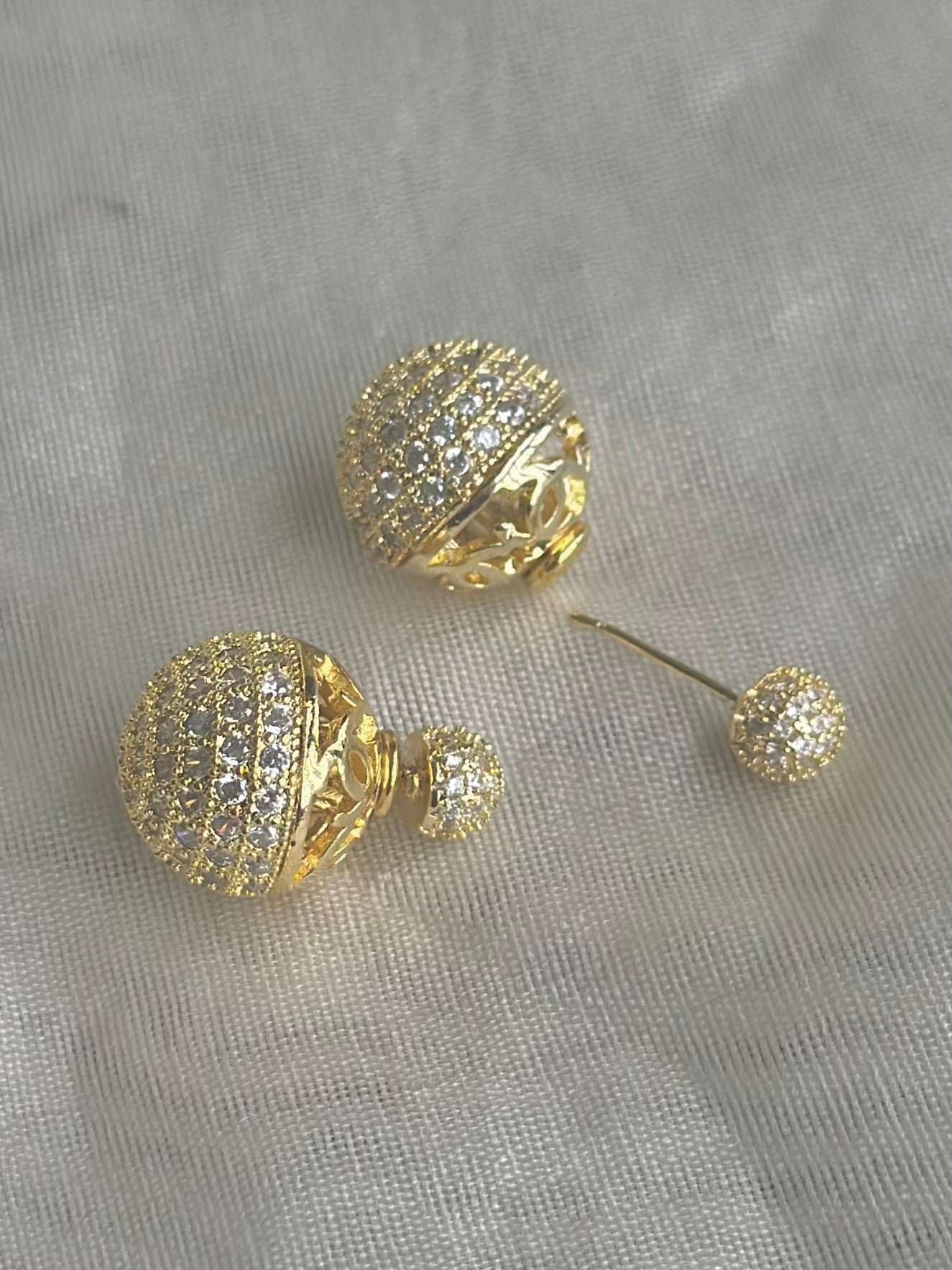 Studded Sandwich Earrings-Gold and Silver
