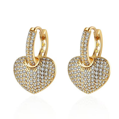 Studded Heart Bali Earrings-Gold & Silver