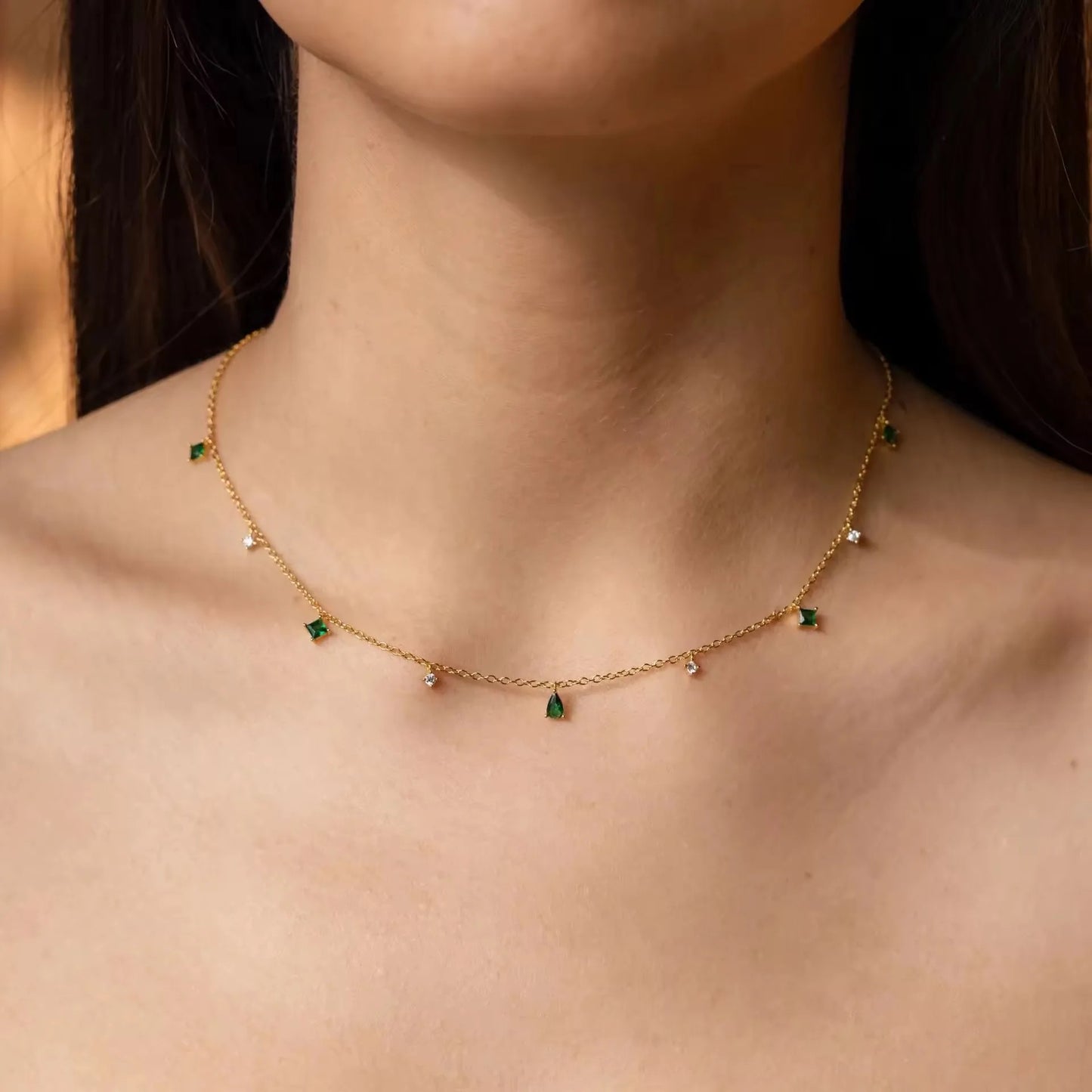 Petite Green Stone Necklace