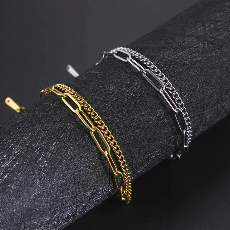Double Layered SS Chain Bracelet