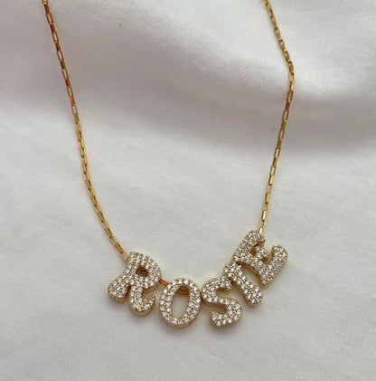 Studded Alphabet Name Necklace-customised OR Single Alphabet