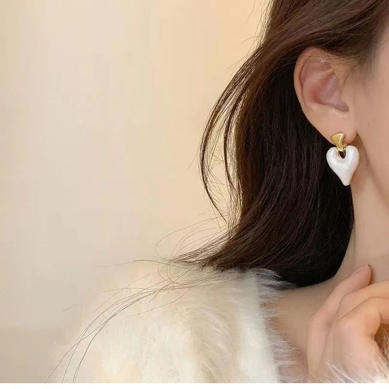 Enamel Heart Bali Earrings