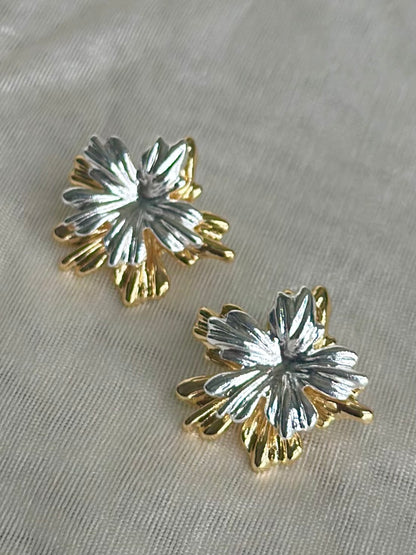 Dual Flower F&B 2in 1 Earrings