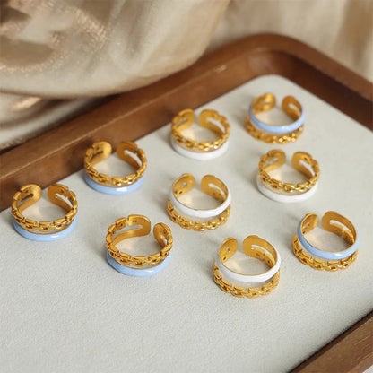 Enamel Chain 2Pc Ring Set