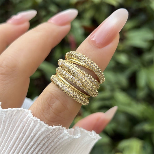 Chunky Twist Layered Ring-Gold