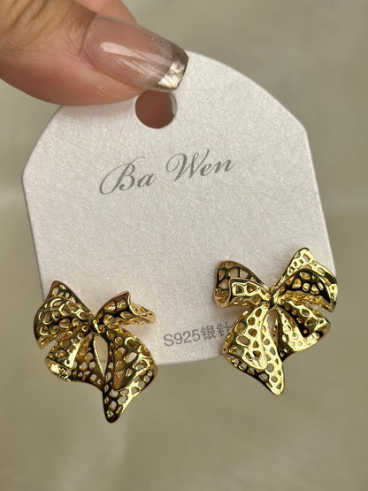 Mesh Bow Stud Earrings