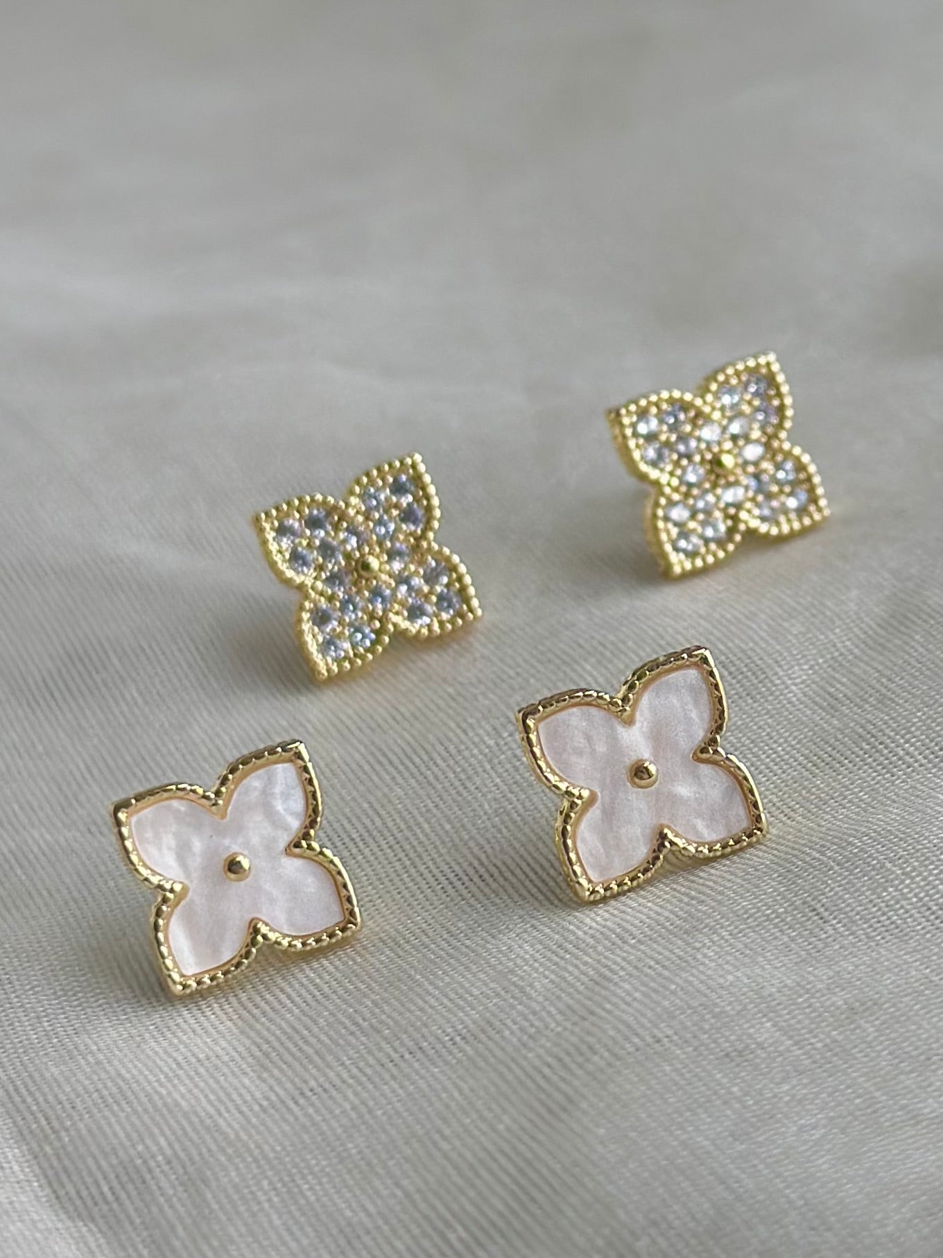 Flower & Clover Stud Earrings