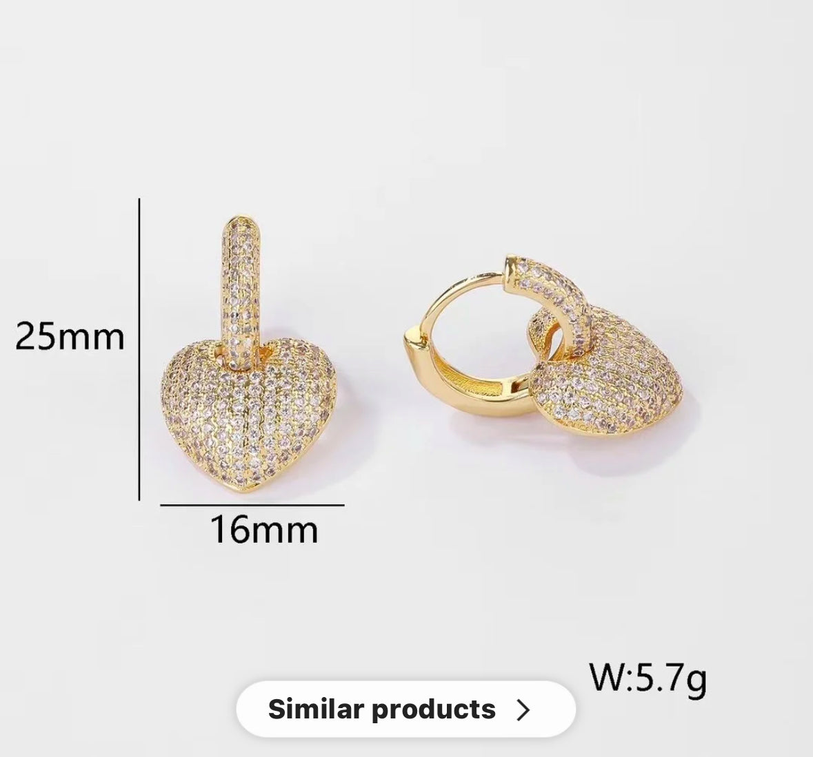 Studded Heart & Ring 2 in 1 Earrings-Gold