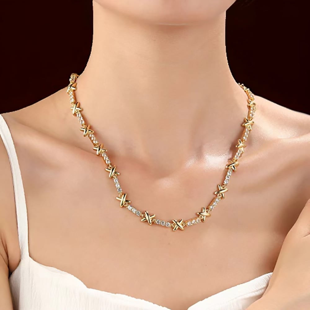 XOXO Tennis Gold SemiLuxe Necklace