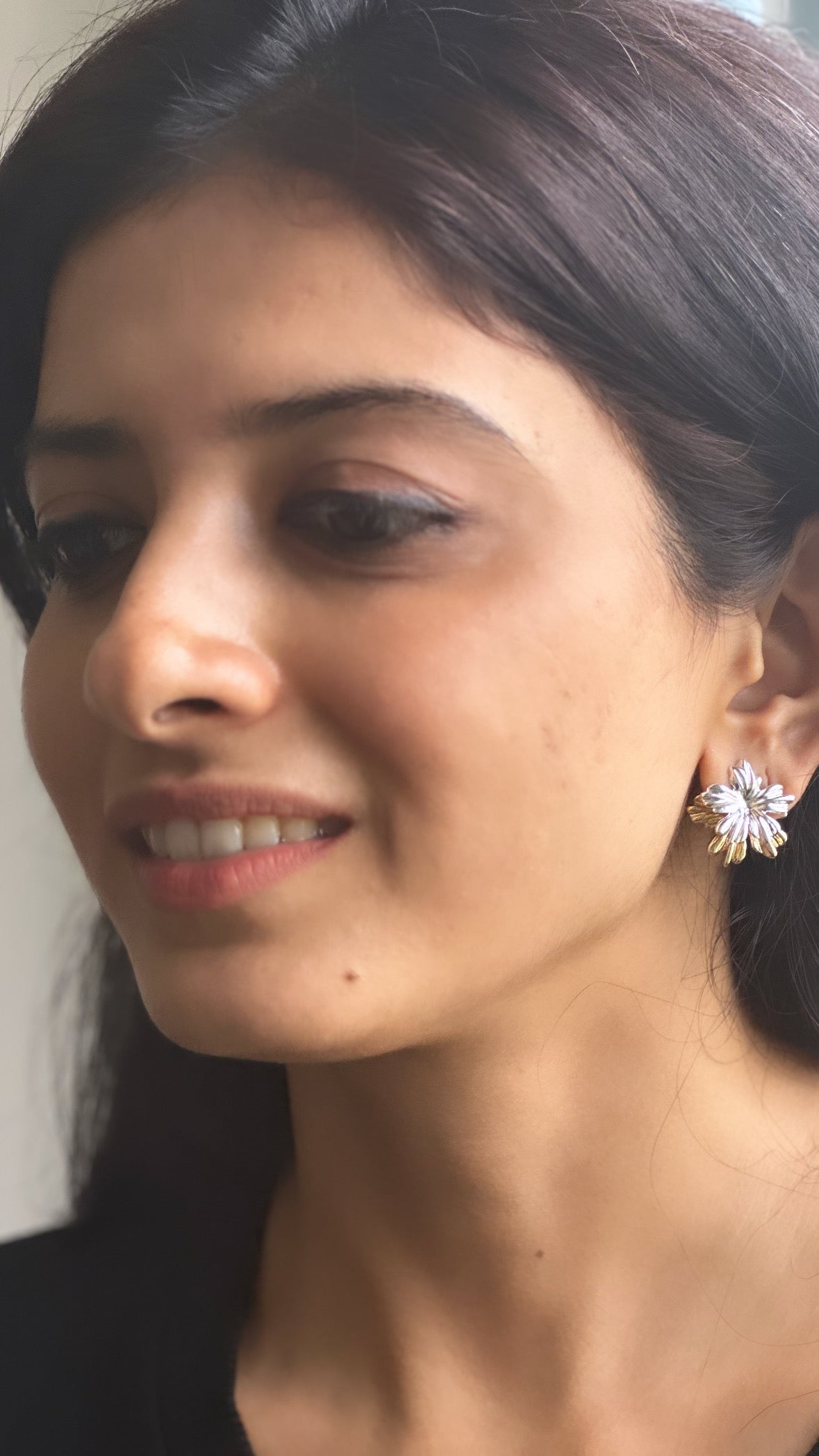 Dual Flower F&B 2in 1 Earrings