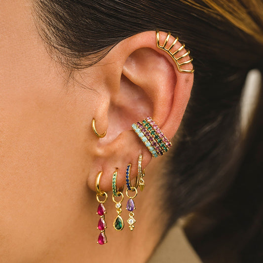 Luxe Rainbow Cuff & Earrings Set-Gold ()