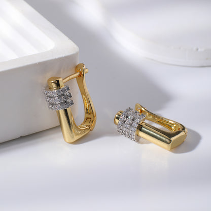 Luxe Bar Squre Stud Earrings-Gold
