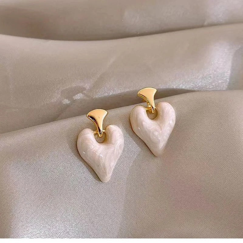 Enamel Heart Bali Earrings