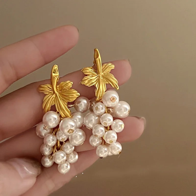 Pearl Grape Vine Earrings