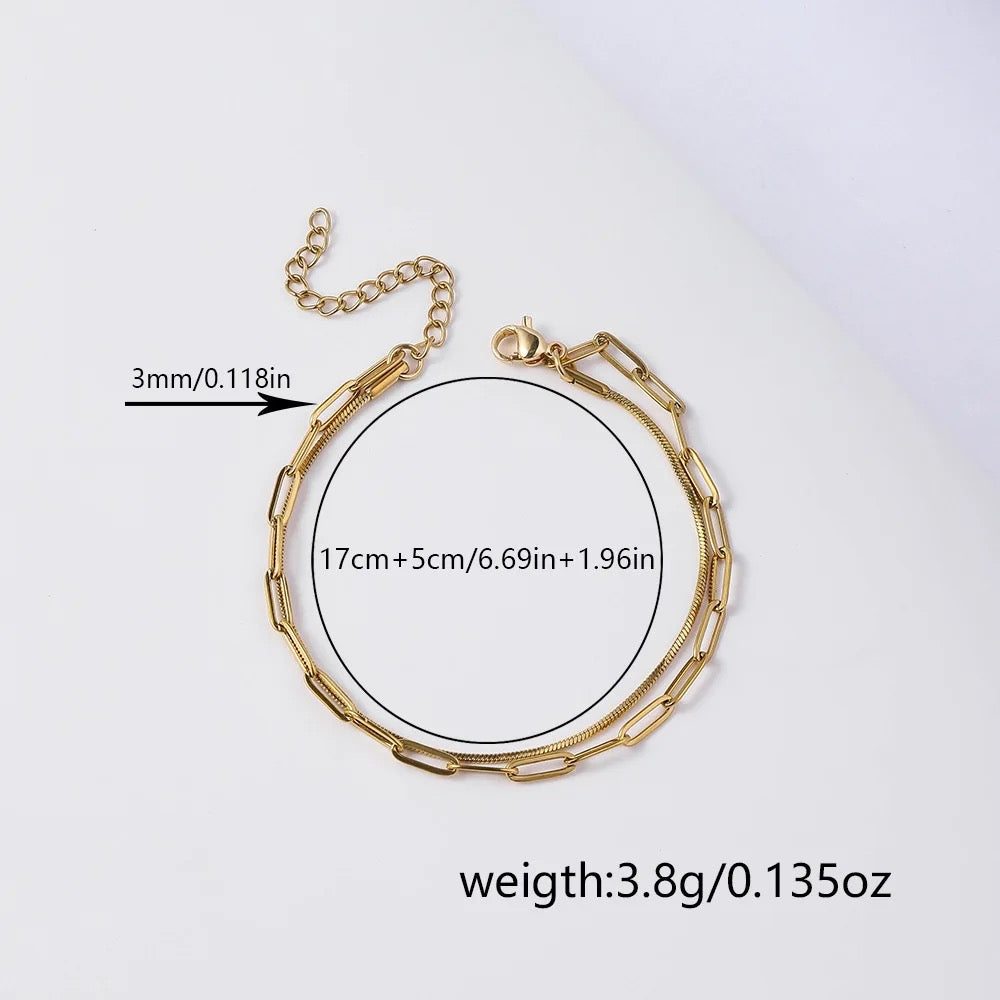 Double Layered SS Chain Bracelet