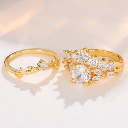 Regal Bloom 2 Pc Gold Stacking Rings