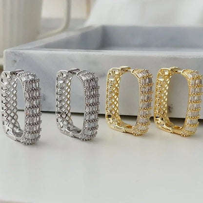 Big Gold Studded Square Hoops