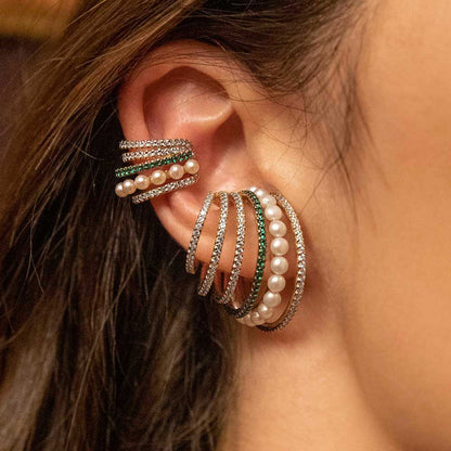 Pearl Luxe Stack Big Earcuffs-2 Colors