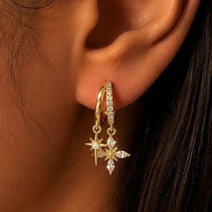 Dangling Starlit Earrings-Gold