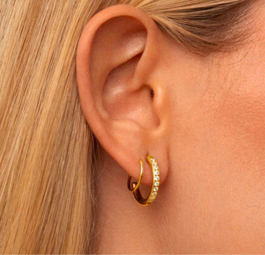 Dual Ring Earrings-Gold