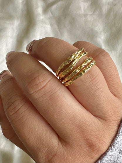 Matte Stacked Ring-Gold