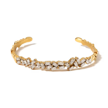 Thin Criss Cross Baguette Adjustable Kada Bracelet- Gold