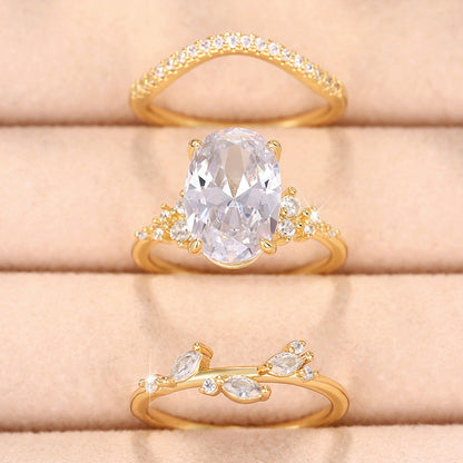 Soft Sparkle Solitaire Trio Ring 3 Pc Set