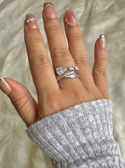 Three Drop Solitaire Ring