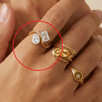 Twin Aura Solitaire Ring