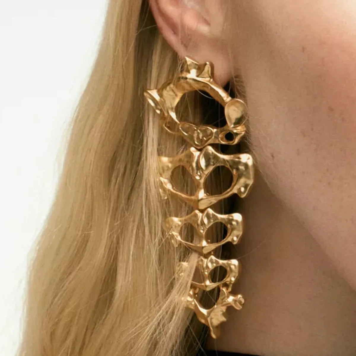 Elegant Vertebrae Earrings-Gold & Silver